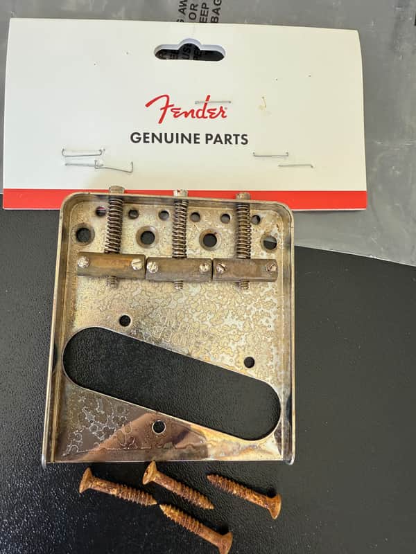 Fender Telecaster bridge - ‘52 relic’d - Silver and brass image 1