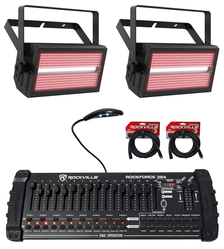 (2) Chauvet DJ Shocker Panel FX Blinder/Eye Candy Effect Lights+DMX Controller image 1