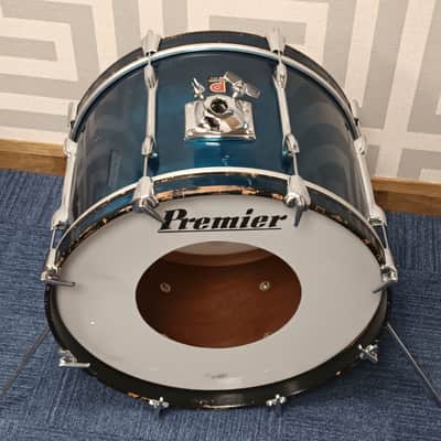 Premier 1970s 22″ x 14″ Bass Drum in Aquamarine Shimmer Bild 3