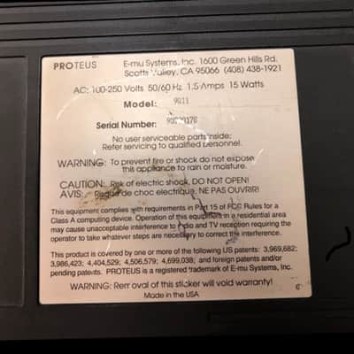 E-MU Systems Proteus/1 XR Rackmount 32-Voice Sampler Module 1989 - Black image 3