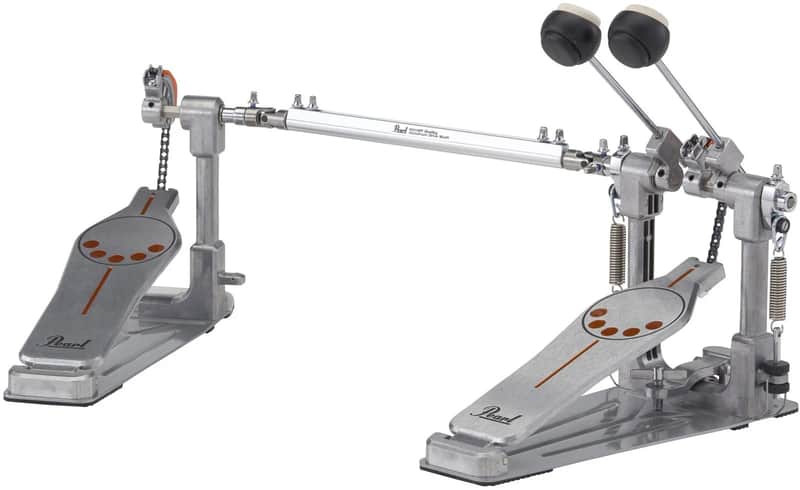 Pearl P932 Demonator Longboard Chain-Drive Double Bass Drum Pedal - Chrome / Orange image 1