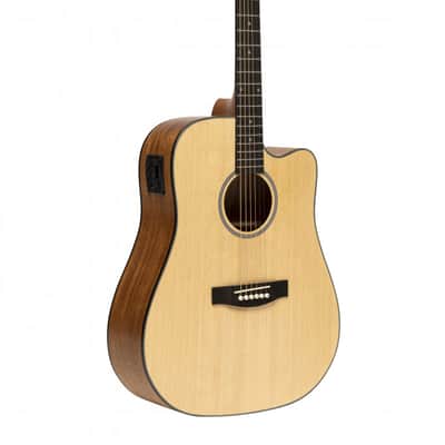 Stagg SA25 DCE SPRUCE Dreadnought Cutaway Spruce Top Okoume Neck 6-String Acoustic-Electric Guitar image 4