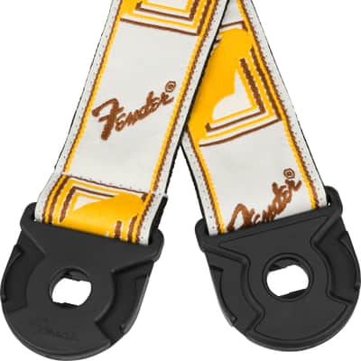 Fender 2" Quick Grip Monogram Locking Ends Guitar Strap, White/Yellow/Brown image 4