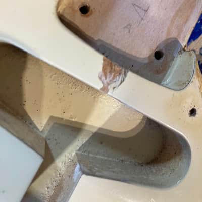Fender MIJ 357V Stratocaster Body Project 1980s-90 - Vintage White w/ Custom Handpainted Details Art Deco Design image 4