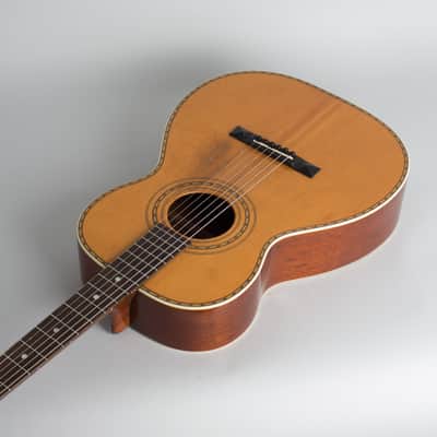 Flat Top Acoustic Guitar, labeled Galiano,  c. 1925, black hard shell case. image 7