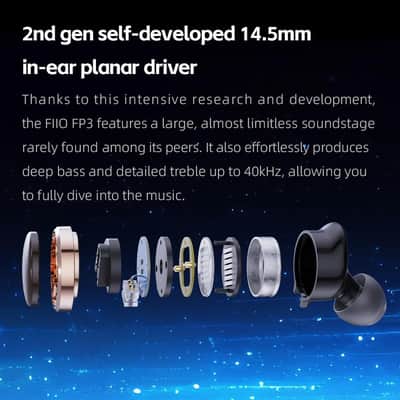 FiiO FP3 HiFi 14.5mm Planar Diaphragm Driver in Ear Earphone IEMs, with Solid Wood faceplate, Detachable 0.78mm 2Pin IEM Cable for Musician Singer Audiophile (Black Walnut) image 3
