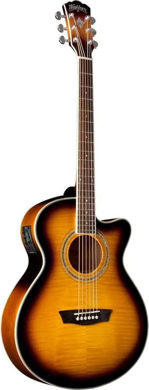 Washburn Festival EA15 Mini Jumbo Cutaway, Acoustic Electric Guitar, Tobacco Burst image 1