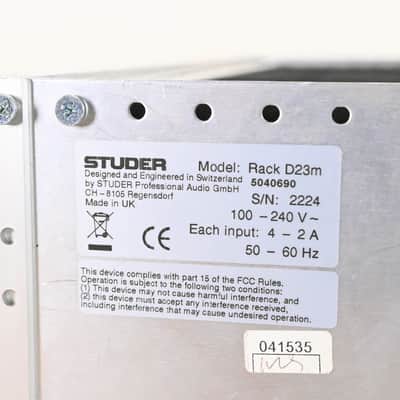 Studer D23m I/O System w/ A-Link HD Card, Fan Module, and Filter Module CG01BZR image 21