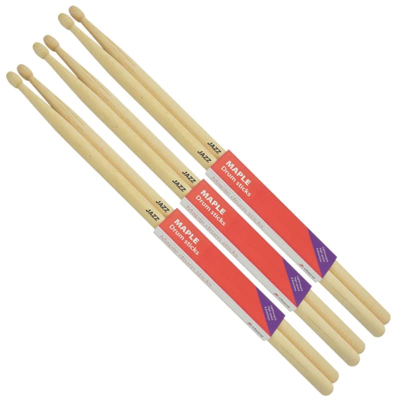 Chord Maple JAZZ Drumstick WOOD TIP 3 PAIR Bundle image 1