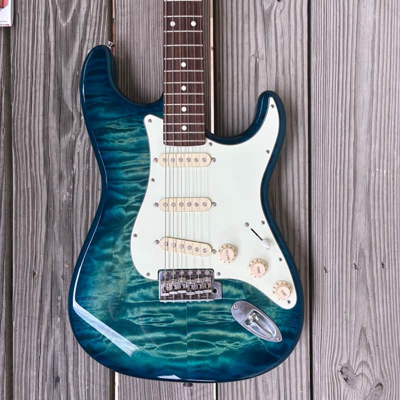 Fender ST-62QM  Stratocaster Reissue MIJ Japan, transparent Blue quilted top rosewood image 1