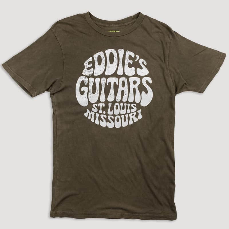 Eddie's Guitars "Psych" T-Shirt - Olive (S) image 1
