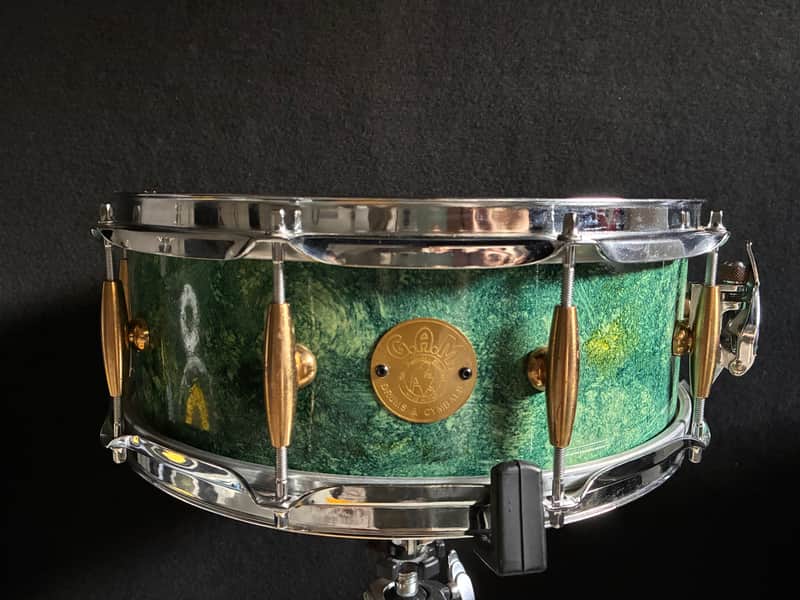 GAM (Gli Antichi Mestieri)  14x5 Wood Snare Drum Early-mid 2000’s - Green Marbled Lacquer image 1