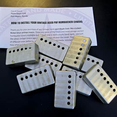 Doyle Coils Aged Nickel Silver PAF Humbucker Covers Set of 2 ~  Vintage Relic'd REAL Nickel Silver image 20