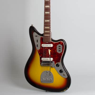 Fender Jaguar Solid Body Electric Guitar (1966), ser. #171100, black tolex hard shell case. image 1