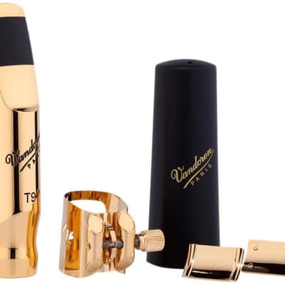 Vandoren SM825GMKO V16 Metal Medium Chamber Tenor Saxophone Mouthpiece with Optimum Ligature/Cap Kit - T9