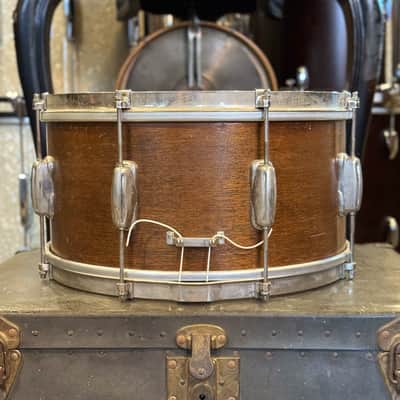 VINTAGE 1960's Slingerland 7x14 Radio King Student Model Snare Drum in Natural Mahogany image 4