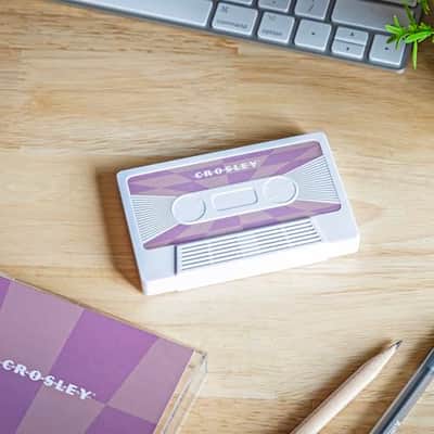 Crosley CR3045WH-CH Cassette Tape Wireless Bluetooth Speaker, Pink Checkered image 2