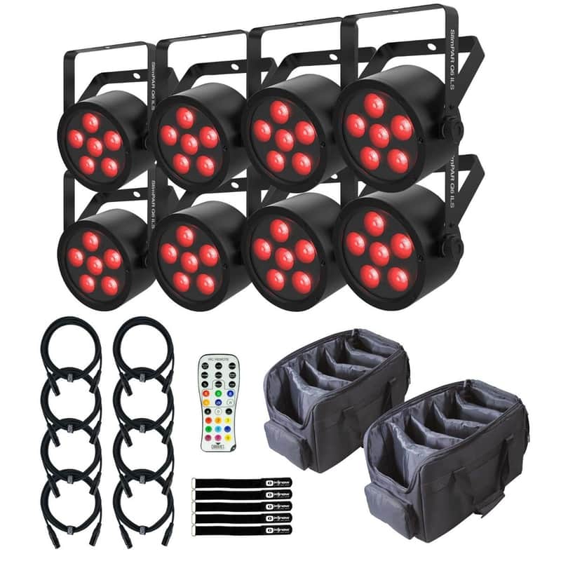Chauvet DJ SLIMPARQ6ILS RGBA LED DMX Wash Light Fixtures 8 Pack w Carry Bag image 1