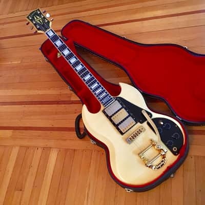 Gibson SG Custom 3 pickup c 1974 Polaris White original vintage usa bigsby image 1