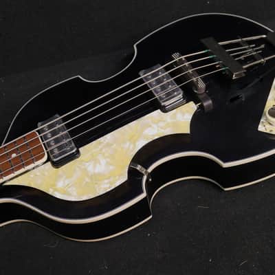 Hofner HCT-500/1L-BK Left Handed BLACK Contemporary Violin Beatle Bass with Tea Cups image 2