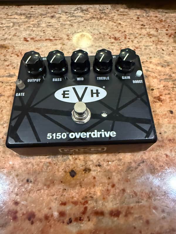 Black MXR 5150 overdrive pedal with knobs and switch.