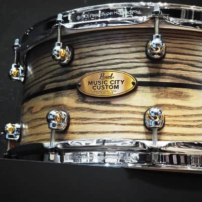 Pearl USED ​​MCCA1465S/C #1010 Music City Custom -USA Solid Ash Shell Snare Drums 14×6.5 [Hand-rubbed Two Tone Ash w/Ebony Inlay] image 3
