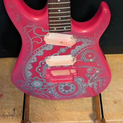 Hamer USA Diablo Electric Guitar Body Neck Project 1992 Pro Pink Paisley Metallic Refin image 8