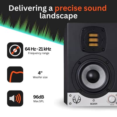 EVE Audio SC204 4-Inch Studio Monitor (Pair) with Isolation Pads and Cables image 3