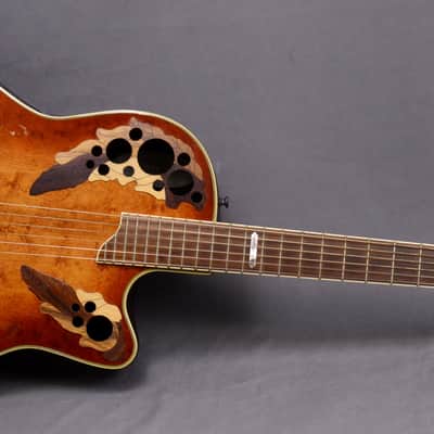RARE Ovation CS 2000 Celebrity Deluxe Limited Edition Cherry Sunburst Flame Birdseye Maple ~MINT Top~ Elite image 9