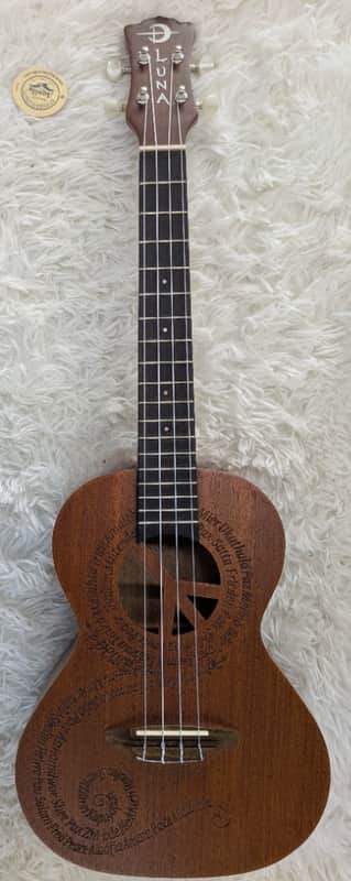 Luna Guitars Maluhia Peace Sign Tenor Ukulele Satin Natural Finish, UKE MALU image 1