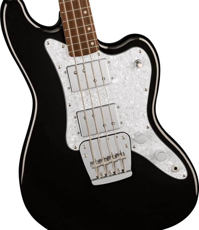Squier Paranormal Rascal Bass HH, Laurel Fingerboard, White Pearloid Pickguard - Metallic Black image 1
