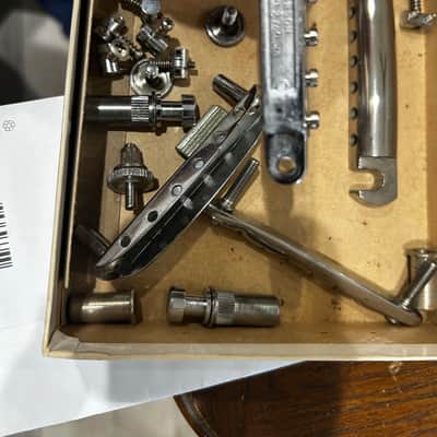 Vintage Gibson Bridge and hardware set up with stop bar and everything you see in the box 1960’s - Nickel image 7