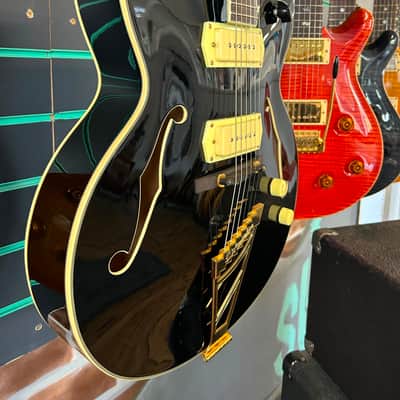 D'Angelico Excel EX-59 P90 Solid Black 2016 Hollow Body Electric Guitar image 3