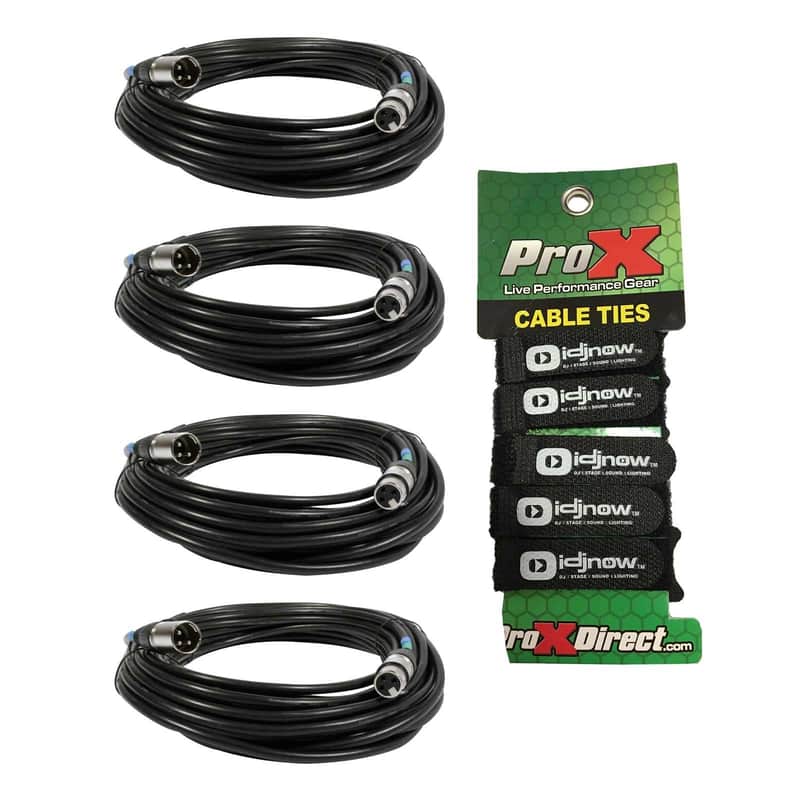 4 Pack 10ft DMX Cables 3 Pin XLR Female to Male DMX 512 Stage Light Data Wire image 1