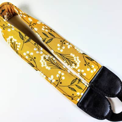 Yellow Dandy Lion Floral Ukulele Strap -Mustard Flower Ukulele Strap- Handmade - Cool Ukulele Strap image 1