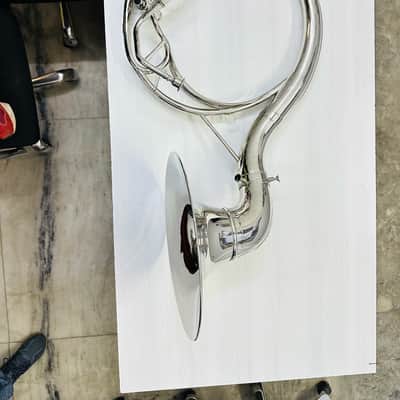 22” BBb Silver Brass Sousaphone – 3 Valve – High Polish Finish – With Case & Mouthpiece – New image 5