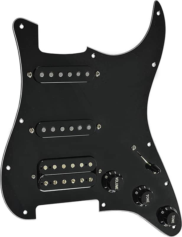 Mojotone 58 Quiet Coil HSS Stratocaster Prewired Pickguard - Black image 1