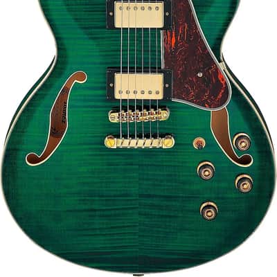 Ibanez AS93FM Artcore Expressionist Semi-Hollow Electric Guitar, Ebony Fingerboard, Transparent Moss Green image 2