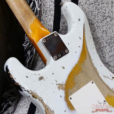 Fender Custom Shop Wild West White Lightning Stratocaster Floyd Rose HSH Rosewood Fingerboard 22 Frets Heavy Relic 2 Tone Sunburst 8.05 lbs image 13