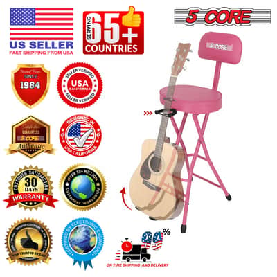 5Core Guitar Stool 3.15" Padded Chair w Backrest Foldable Music Seat Built in Foot Rest Guitar Stand image 10