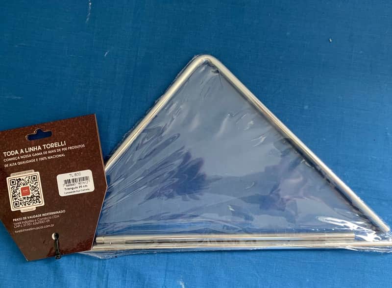 9"x 12" Brazilian Handmade Medium Triangle Hand Percussion in Chromed Steel image 1