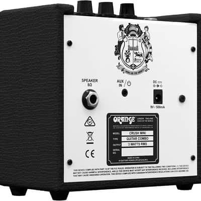 Orange Amps Crush Mini (Black) 3W Guitar Combo Amp Bundle w Power Adapter, Pig Hog Instrument Cable, 24 Picks, Battery & Liquid Audio Polishing Cloth (Black) image 5