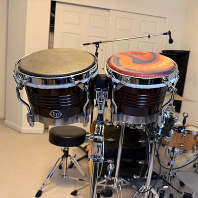 Latin Percussion M201 Matador Series Wood Bongos with Chrome Hardware 2010s - Dark Brown image 2