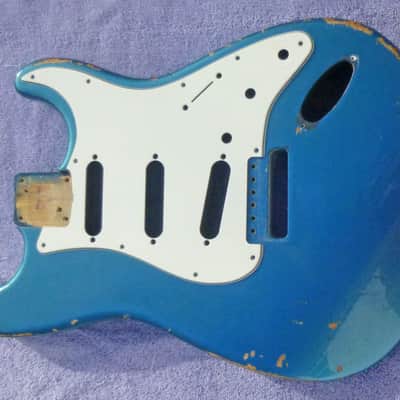 1989 Fender USA Stratocaster relic blue AVRI Reissue Strat guitar body, made by Oscar Pallares image 2