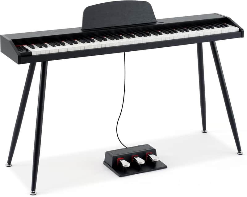 88 Key Piano Keyboard for Beginners, Semi Weighted Electric Piano Keyboard 88 Keys, Portable Digital Piano 88 Key Weighted with 3-Pedal Unit, Built-In Speakers, USB/MIDI Connecting (Black) image 1