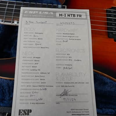 ESP USA M-I NTB FR 3-Tone Sunburst/Koa top 6-String Electric Guitar w/ Hard Case (2024) image 10