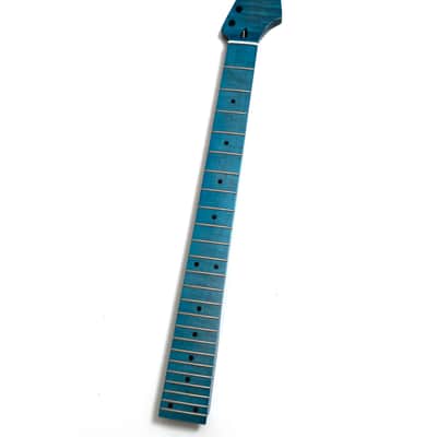 Blue Flame Tiger Maple Strat Style Guitar Neck, Maple Fingerboard 24 Stainless Frets