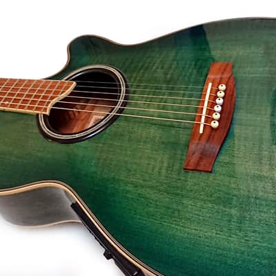 Westfield Electro Acoustic Guitar TF656P Trans Green Burst 2003 image 4