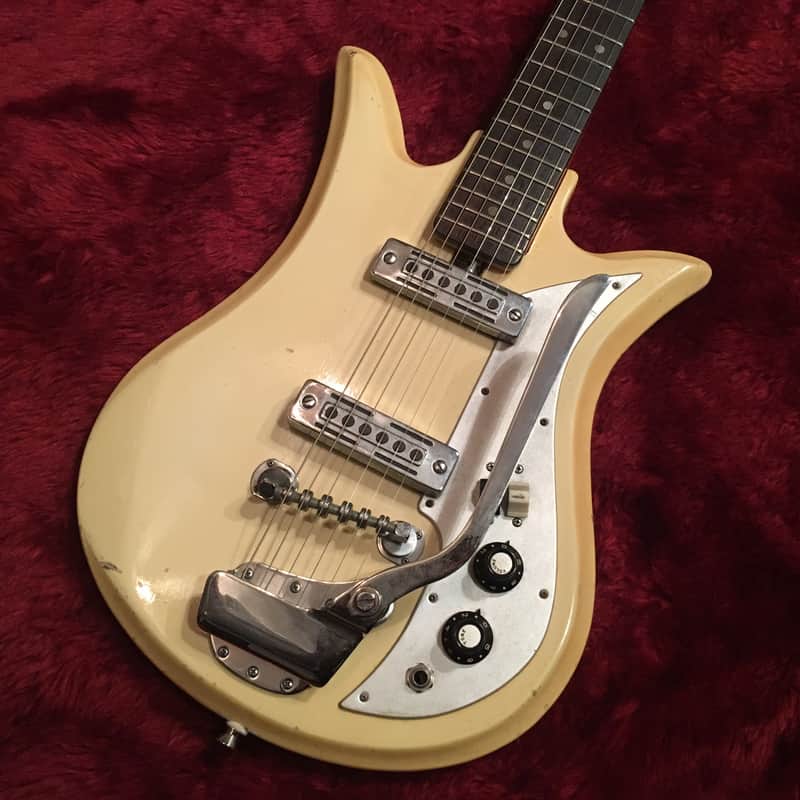 c.1966 Teisco SM-2L MIJ Vintage Guitar "Tulip"  Aged White image 1