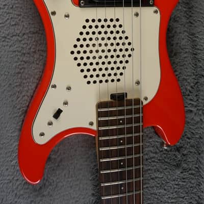 Marine Rider Travel Electric Guitar w/ Built-In Speaker – Compact Practice Guitar – Red image 6